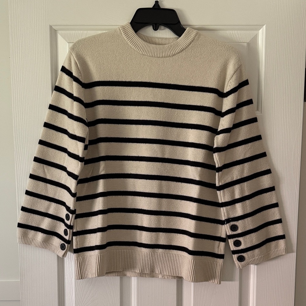 Blu Pepper Cream and Black Striped Sweater